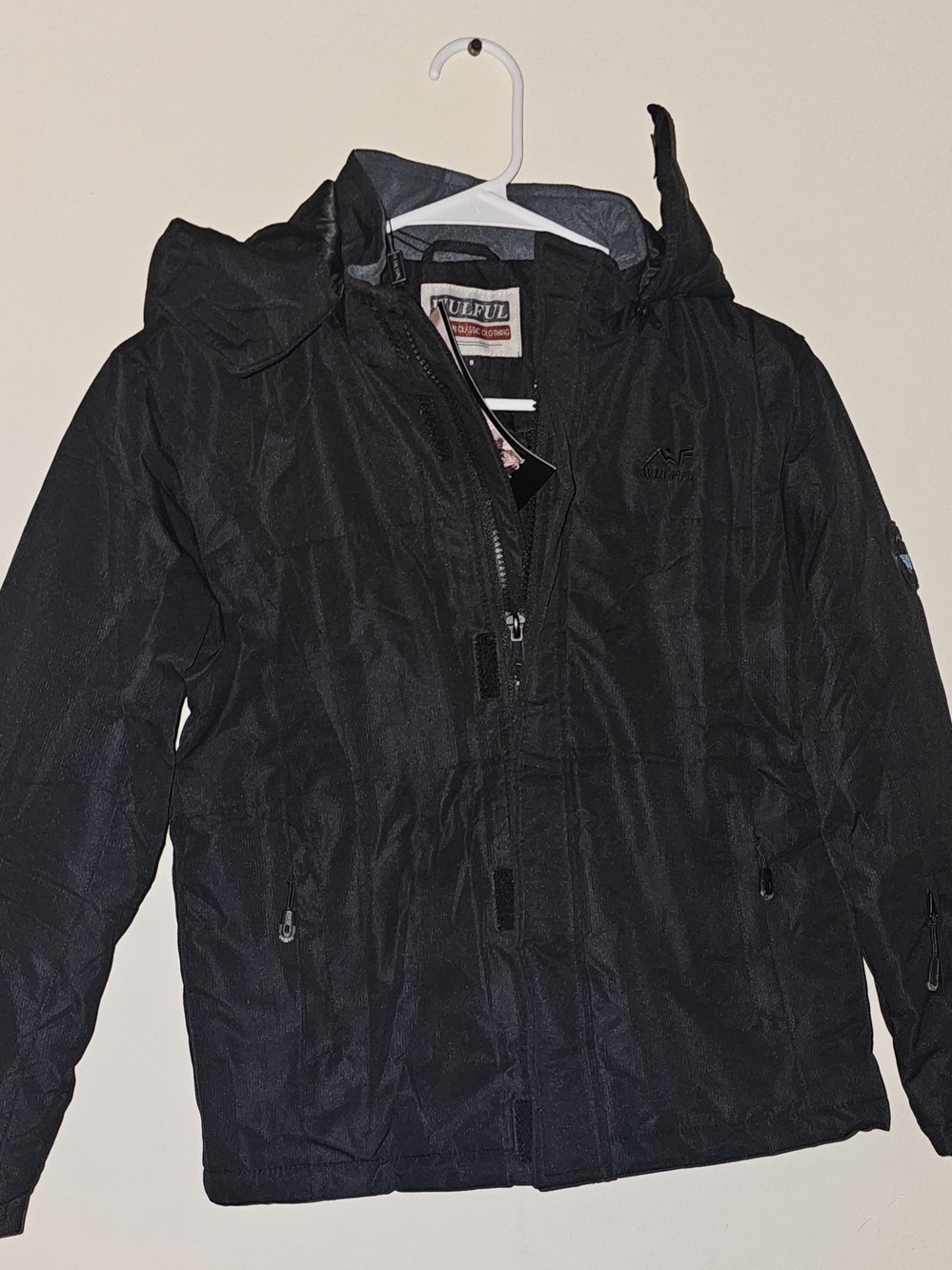 Kids Hooded Black Raincoat with Zip Closure